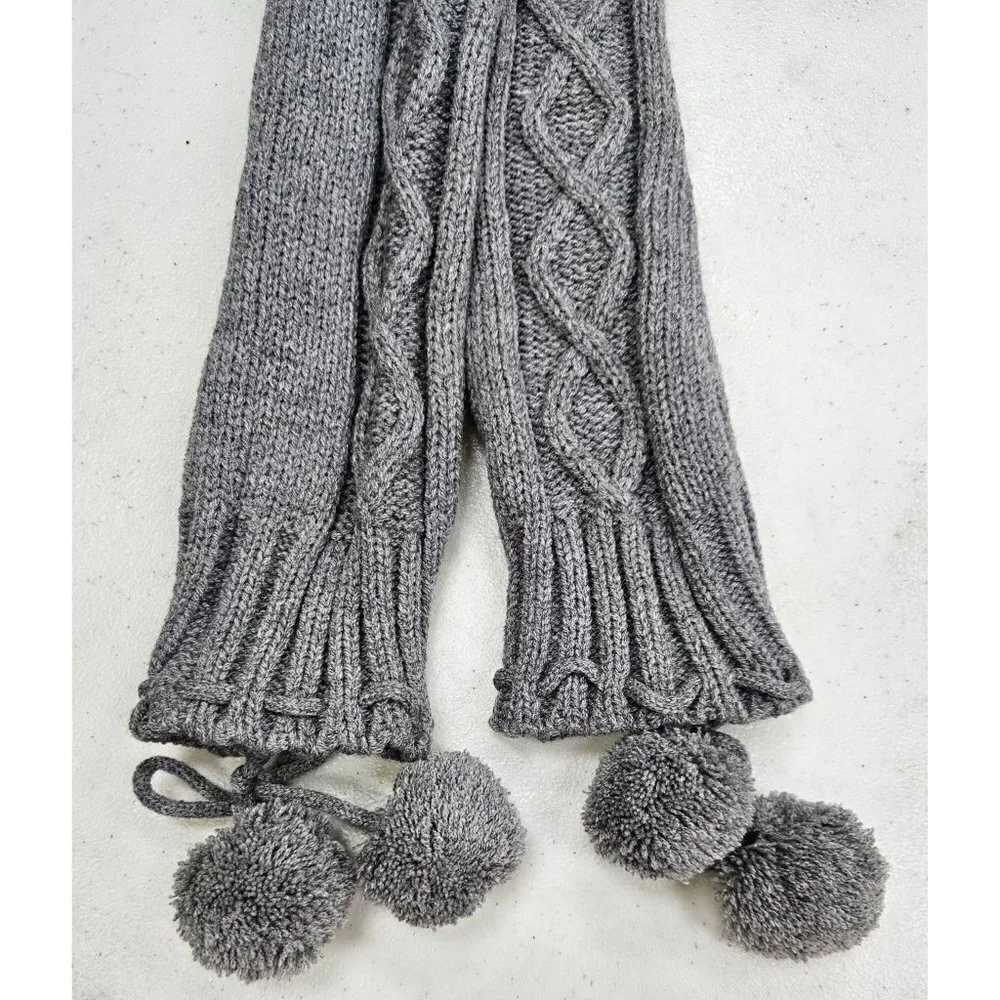 Women Long Socks Crochet Over Knit Winter Knee Leg Warmers Boot Cuff w/ Pompoms